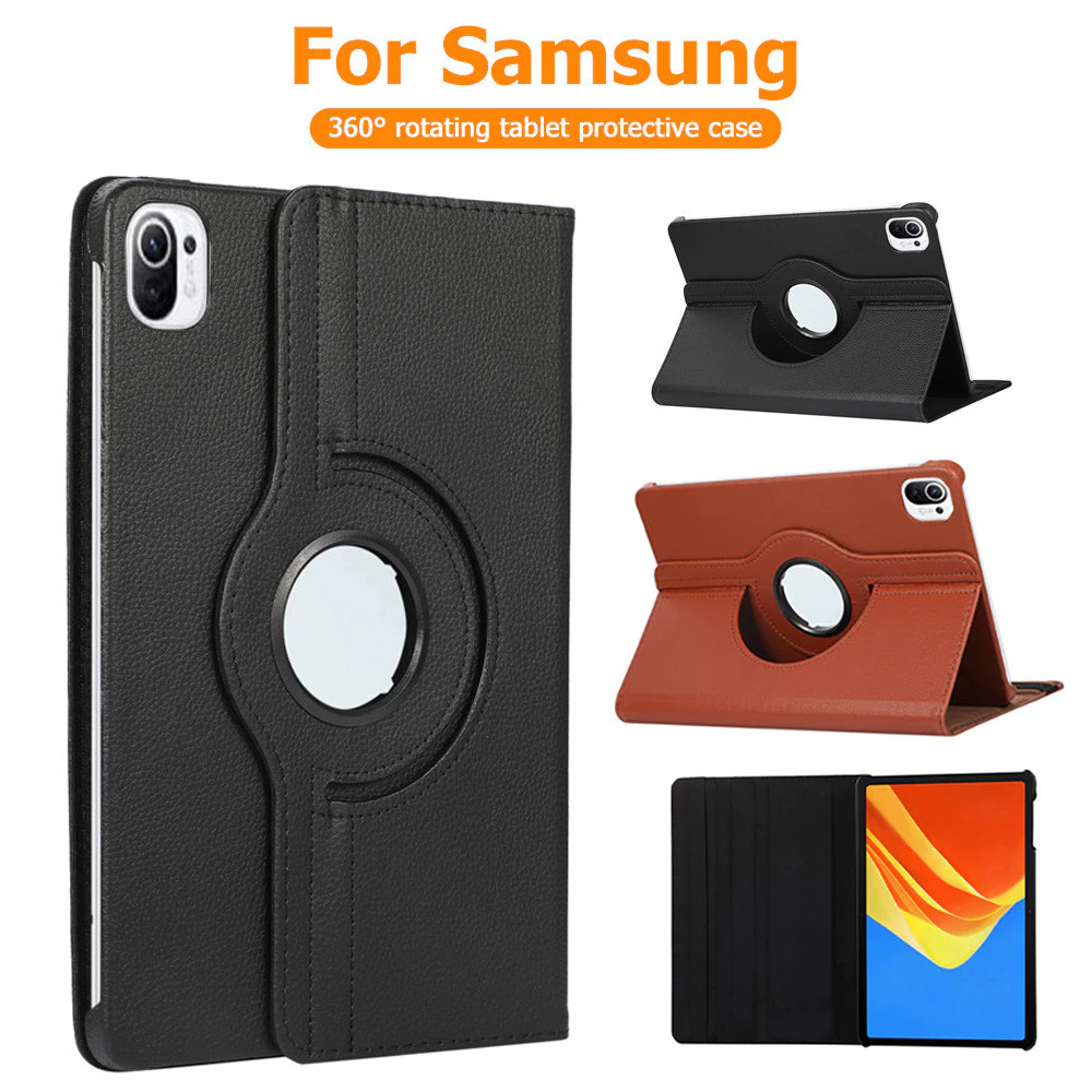 เคสแท็บเล็ตหนัง PU หมุนได้ 360° For Samsung S6 S7 S9 Lite Tab A11+ A7 A8 A9 A6 Lite พร้อมฟังก์ชัน Sleep Wake อัตโนมัติ
