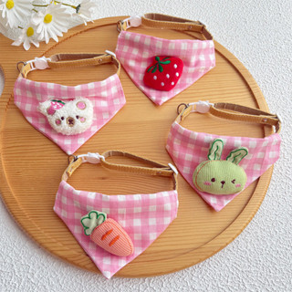 ผ้าพันคอสัตว์เลี้ยง - ผ้ากันเปื้อนลายตารางระบายอากาศสําหรับส…