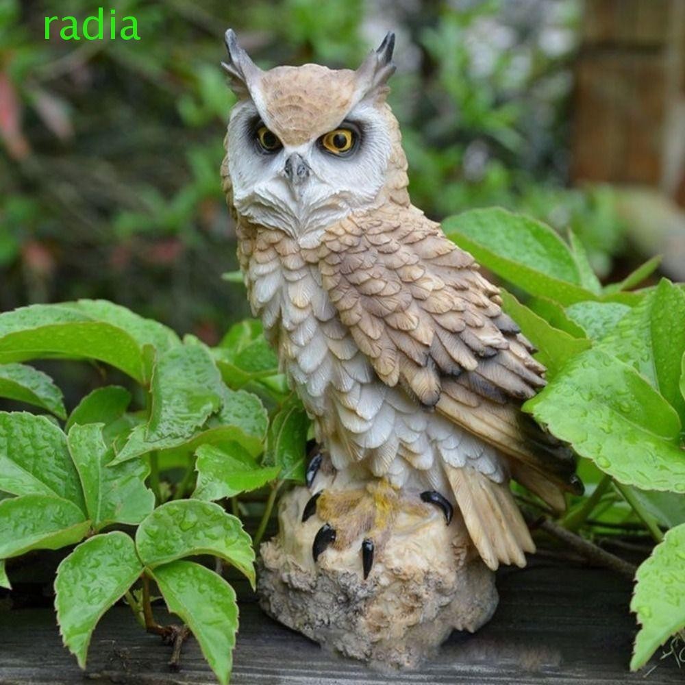 RADIANTZAP รูปปั้นนกฮูก, Anti-bird กันน้ํานกฮูกตุ๊กตา, หุ่นไล่กานกน่ารักเรซิ่นที่สมจริงสวนนกฮูกตกแต่งตกแต่งบ้าน