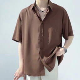 เสื้อเชิ้ตคอปกสีเรียบสำหรับผู้ชาย สวมใส่ง่ายและระบายอากาศดี