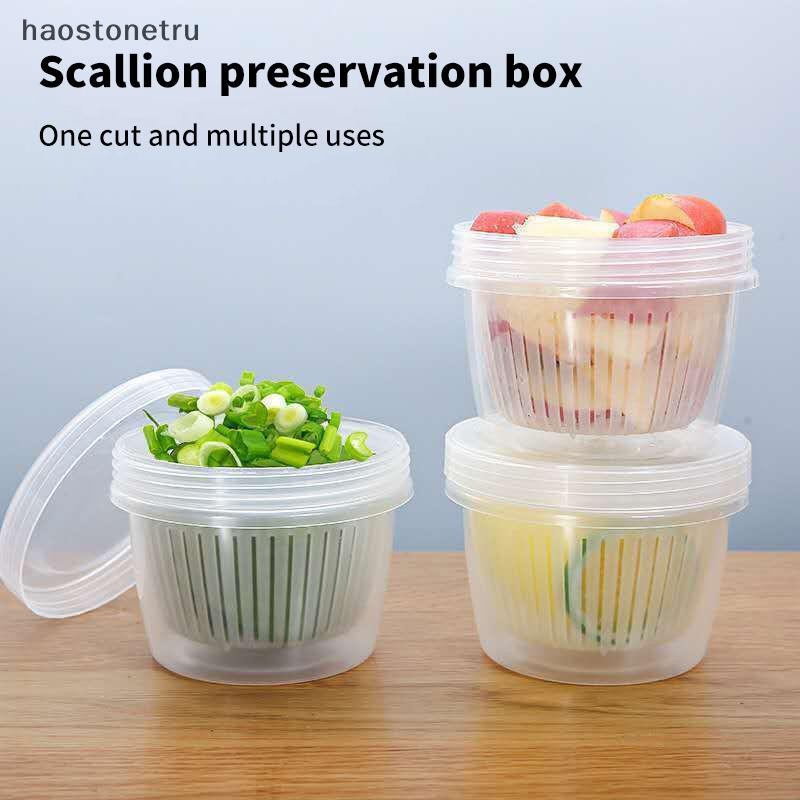OST Fresh Keeping กล่องหัวหอมขิงกระเทียมห้องครัวผักตู้เย็นพลาสติกปิดผนึก Scallion ท่อระบายน้ํากล่อง N
