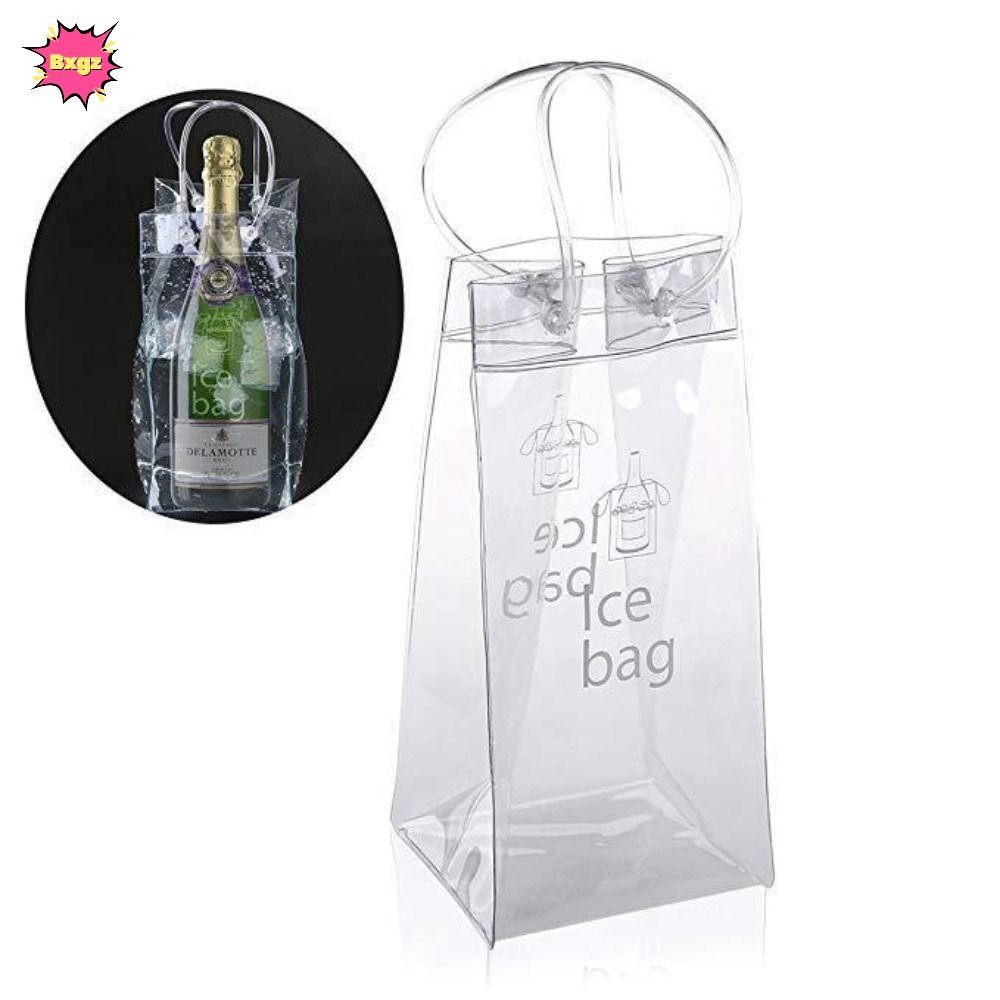 INNICE กระเป๋าแช่แข็งขวดไวน์, ถุงน้ําแข็ง PVC โปร่งใส, แบบพกพาพับได้ Chiller Drink Bottle Cooler Outdoor Camping
