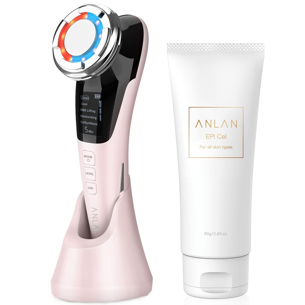 ANLAN เครื่องนวดหน้าอุ่นเย็น ems ยกกระชับดูแลผิวหน้า LED แสงออร่า 1 เครื่อง 8 ฟังก์ชัน เครื่องนวดหน้