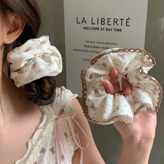 1 ชิ้นหมีสีกากีพิมพ์ผมผูกเชือกผม Scrunchies ยางผมหางม้าอุปกรณ์เสริมสําหรับสาวหวาน