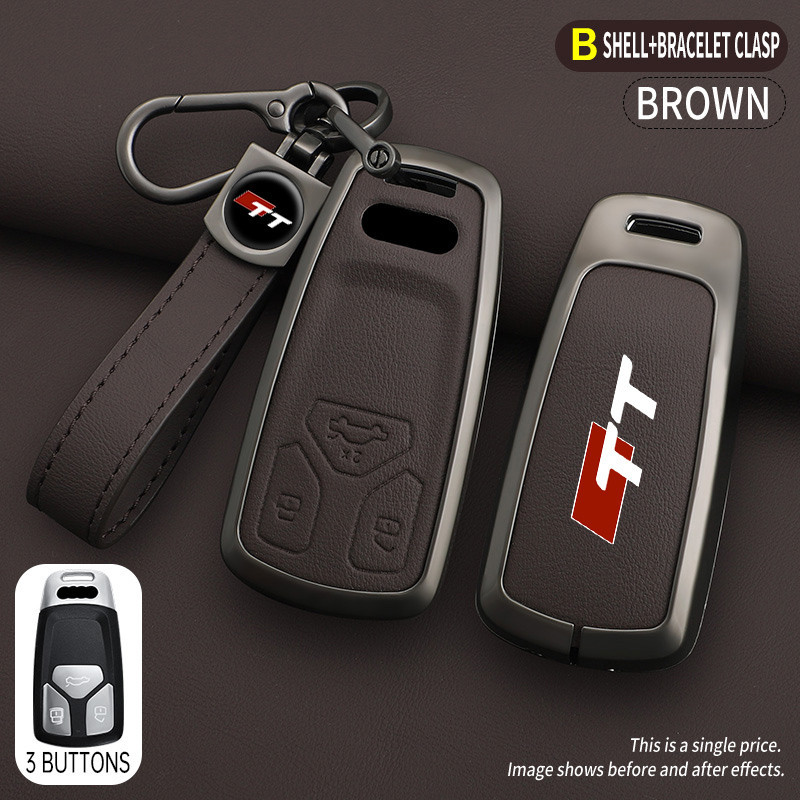 สังกะสีอัลลอยด์หนังรถสมาร์ท Remote Key Case ฝาครอบกระเป๋าพวงกุญแจสําหรับ Audi TT B8 Key Shell อุปกรณ์ตกแต่งภายใน