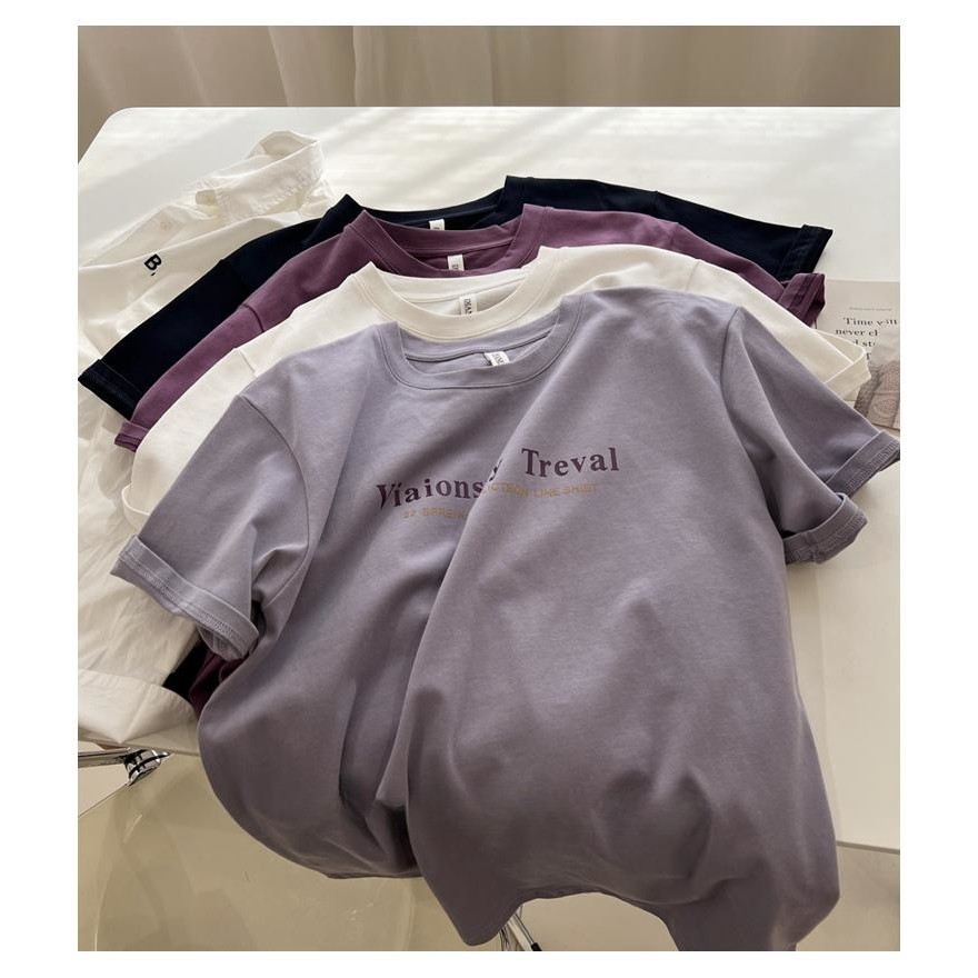ส่งไวจากไทย TAYCEN M-2XL แขนสั้น ฝ้าย เสื้อยืด ผู้หญิง เสื้อสาวอวบ คอกลม เสื้อ oversize เกาหลี โอเวอร์ไซส์