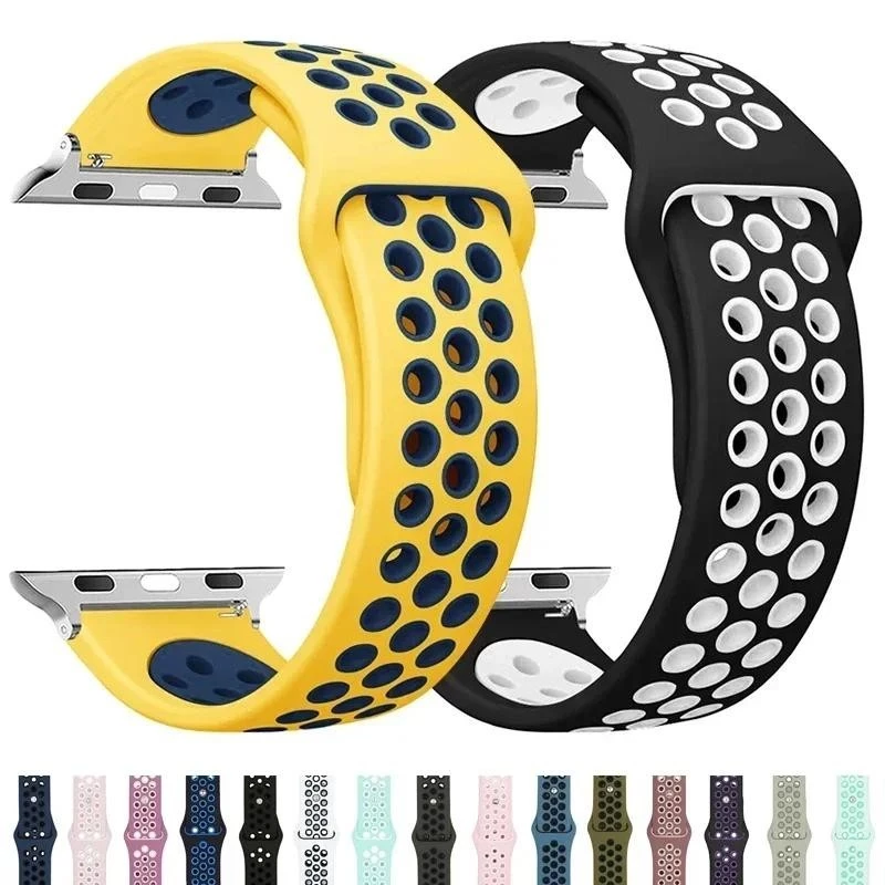 Correa สร้อยข้อมือกีฬาซิลิโคนสําหรับ Apple Watch S10 46 42 ultra2 IWatch series 10 9 8 7 6 SE 5 4 3 49/45/44/42/41/40/38 มม.