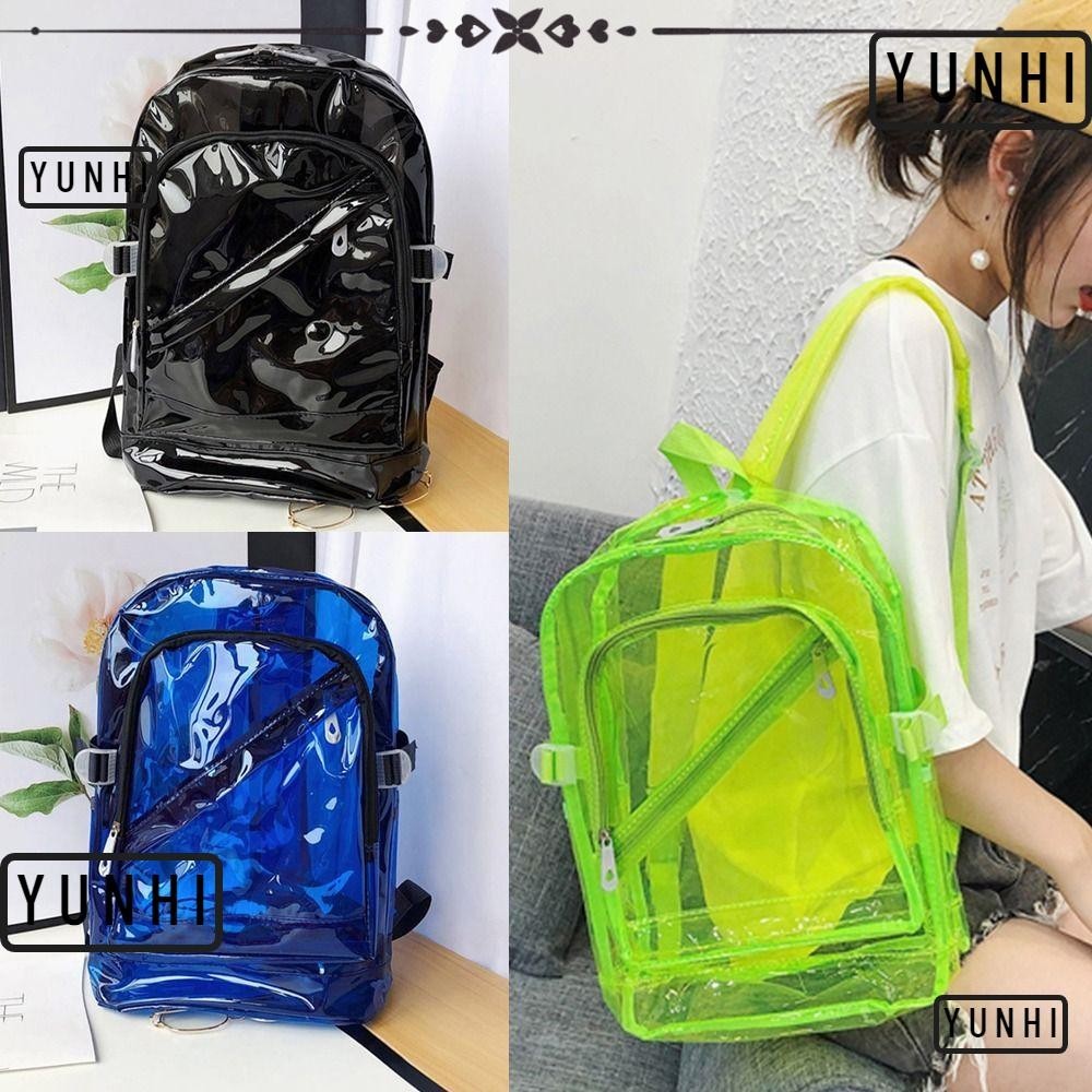 Yunhi กระเป๋านักเรียน, กระเป๋าเป้สะพายหลัง PVC ใส PVC สี Candy, กระเป๋านักเรียนเยลลี่ของขวัญพลาสติกเวอร์ชั่นเกาหลี