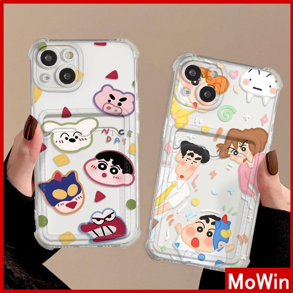 Mowin - สำหรับ iPhone 15 Pro Max iPhone 11 Case Card Case TPU Soft Clear Case การ์ดที่เก็บถุงลมนิรภัยกันกระแทก ครอบครัวน่ารักมีความสุข เข้ากันได้กับ iPhone 14 13 12 11 Pro Max Plus XR XS