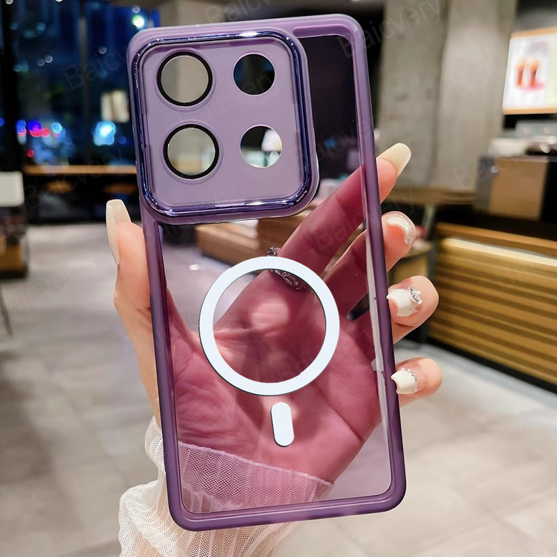 Infinix ZERO 30 5G X6731 เคสโทรศัพท์วงกลมแม่เหล็กชาร์จไร้สาย TPU ซิลิคอนสีสันสดใสฝาครอบใสกล้องเลนส์ป้องกันปลอก