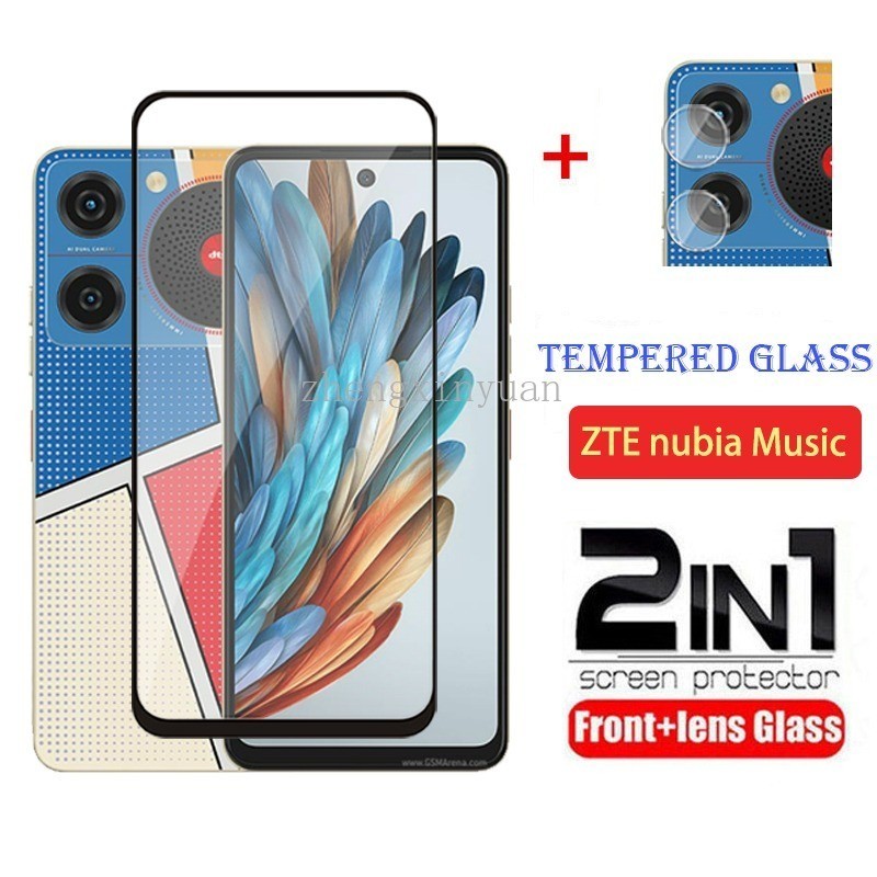 2in1 กระจกสําหรับ ZTE nubia Music 2024 ฟิล์มนิรภัยสําหรับ nubiaMusic ZTEnubia Z2353 4G 5G หน้าจอกล้องเลนส์ป้องกันฟิล์ม