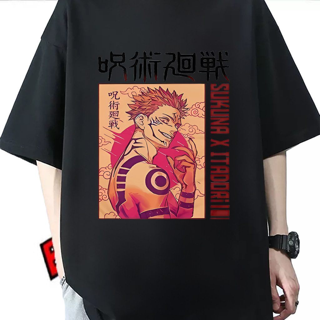 Korean T-shirt Retro-style Eco-Friendly Yarn Panels Piercing Studio tshirt GOJO SATORU ❤️