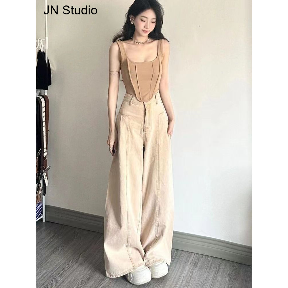 JN Studio กางเกงยีนส์ผู้หญิง กางเกงยีนส์ขาสั้น ทันสมัย ล้ำสมัย ทันสมัย สไตล์ WNK2390RGP 29Z240717