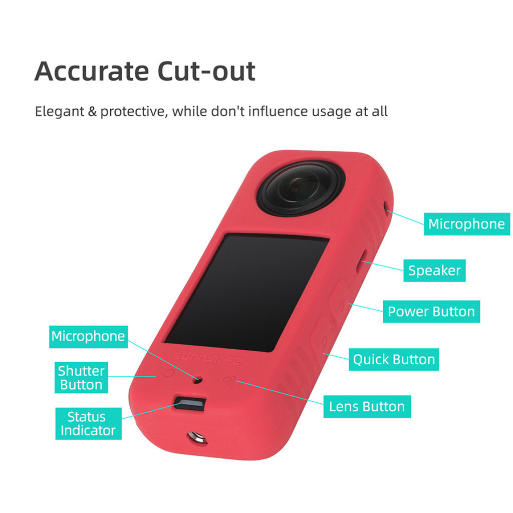 Action กล้องซิลิโคนสําหรับ Insta360 X3 เลนส์ซิลิโคนป้องกันรอยขีดข่วนกรณี Insta360 X3 Lanyard อุปกรณ์เสริม
