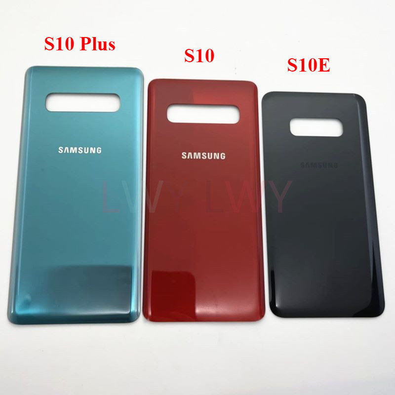 ใหม่สําหรับ Samsung Galaxy S10 S10E S10 Plus ฝาหลังแบตเตอรี่ S10 + แก้วด้านหลังฝาครอบกาวเปลี่ยนกรณี