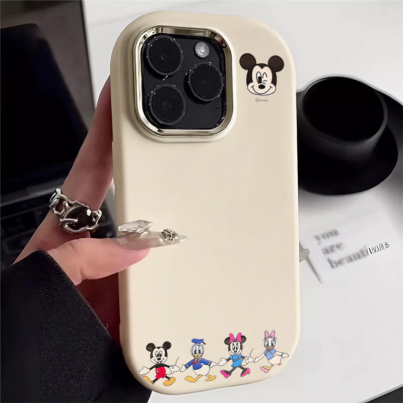 การ์ตูน Walk Mickey Minnie เคสโทรศัพท์สําหรับ IPhone11 12 13 14 15Pro Max Xr X XsMax 7 8 Plus Se2020