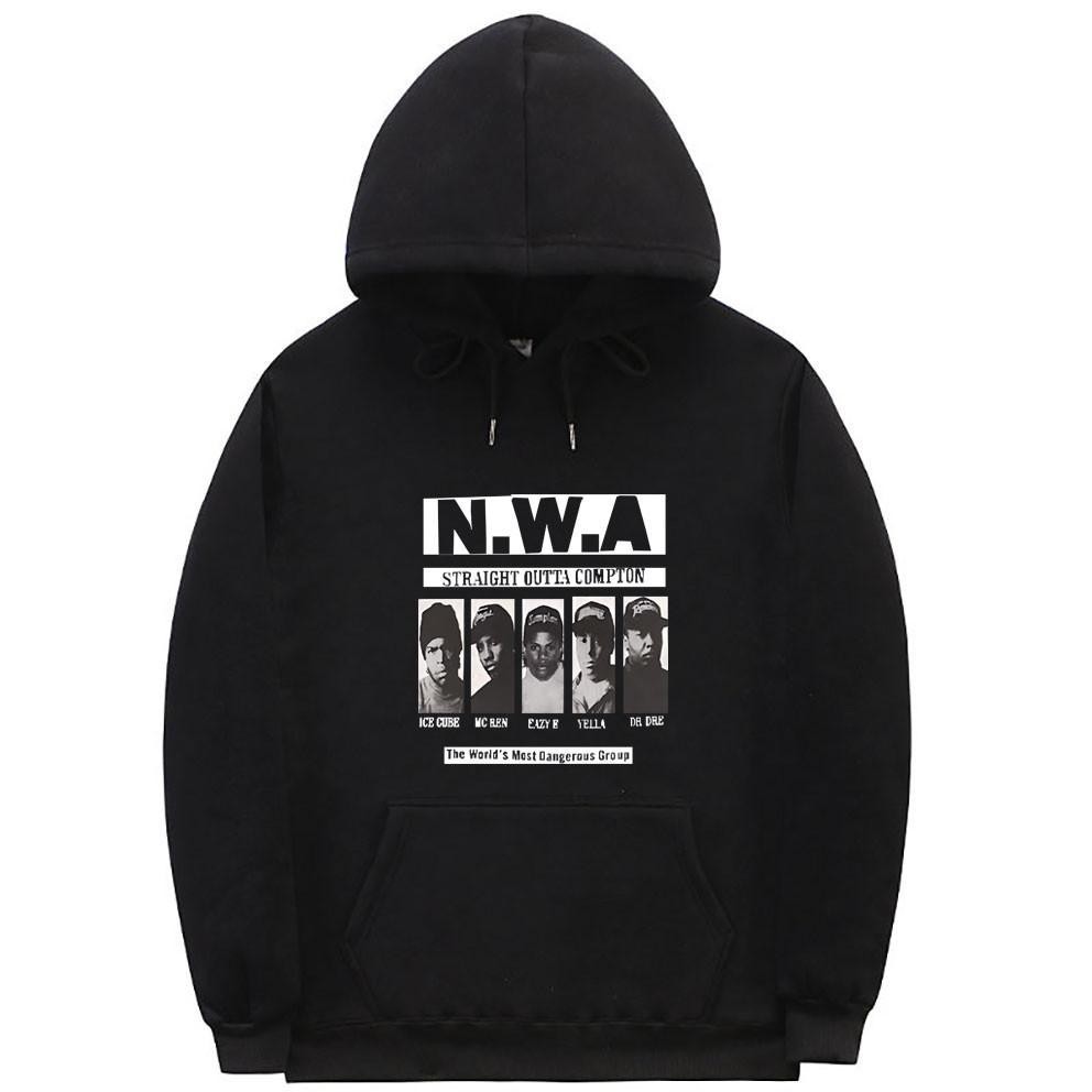 เสื้อฮู้ด KPOP Gangsta Rap Nwa การ์ตูนเพลงกลุ่มผ้าฝ้าย Ice Cube Mc Ren Dr Dre Dj Yella Eazye กราฟิกพิมพ์ Vintage คอตตอน
