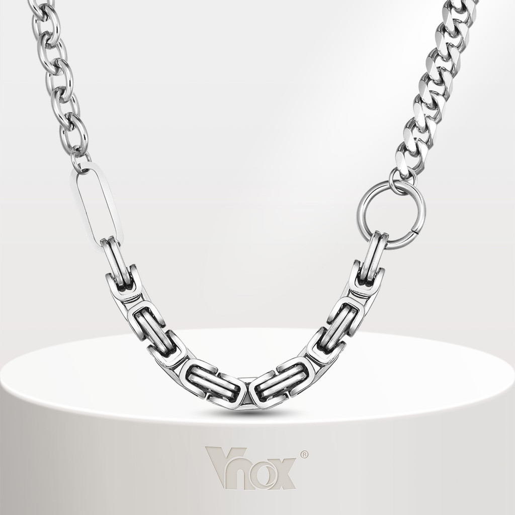 Vnox สแตนเลส Byzantine โซ่คิวบา Splicing Chain,สแตนเลสออกแบบเฉพาะ Punk แฟชั่นสบายๆ Jewlery ของขวัญ