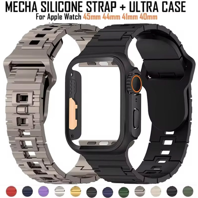 สายยางชุบ Band+upgrade Ultra Case เข้ากันได้กับ Apple Watch 45 มม.41 มม.44 มม.40 มม.42 มม.38 มม.IWatch series 9 8 7 6 5 4 se 3