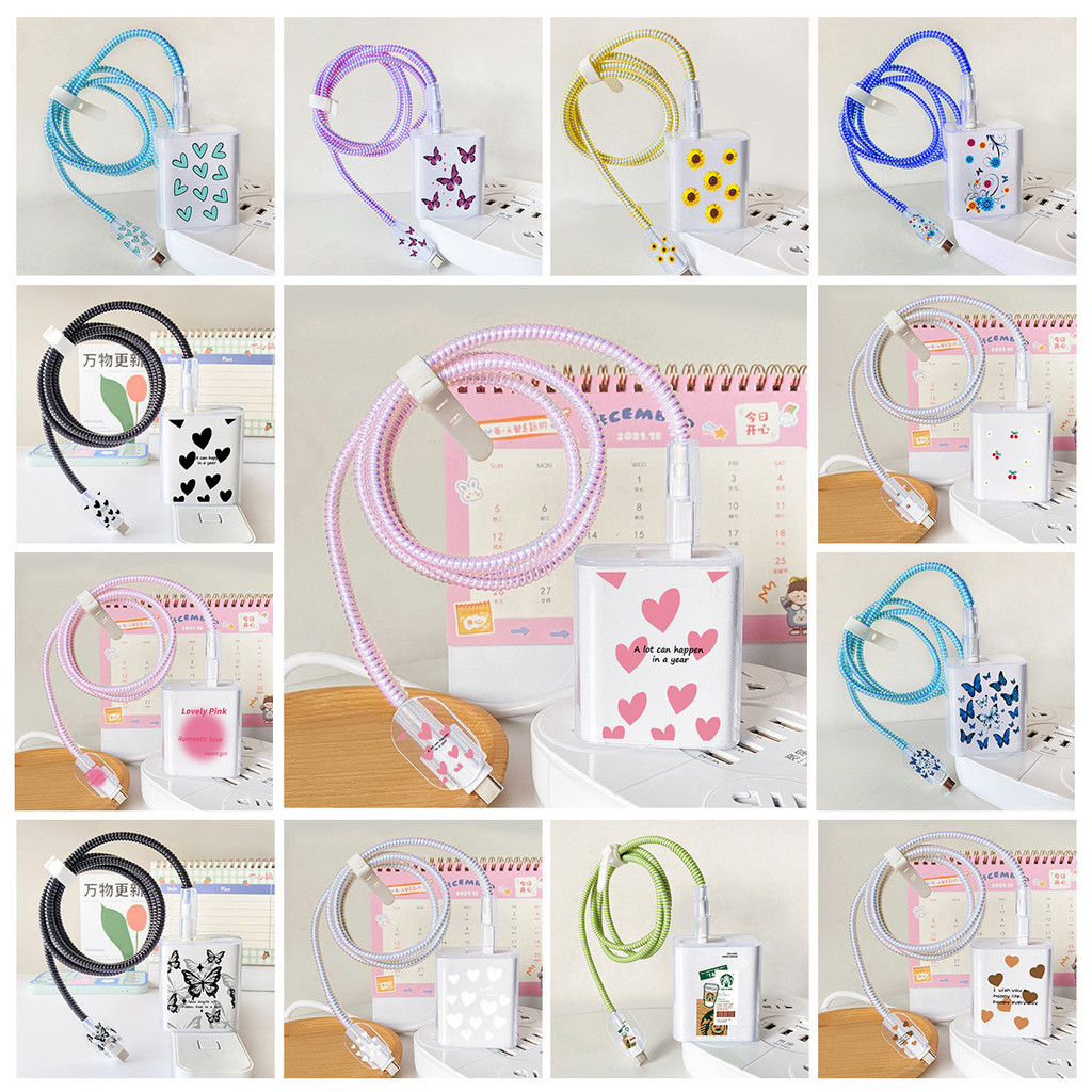 OPPO 33W 67W 80W 100W 🔥พร้อมส่ง🔥ชุดแต่งสายชาร์จลายการ์ตูน  เคสหัวชาร์จ ชุดถนอมสายชาร์จการ์ตูนน่ารักๆ