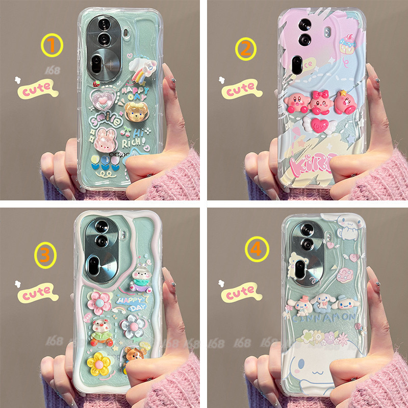 เคส OPPO Reno11 Reno11F Reno 12 5G เคส OPPO Reno 11 12 Pro 5G เคสใส ลายการ์ตูนหมี Cinnamoroll Melody Duffy พร้อมสายคล้อง กันกระแทก สําหรับ