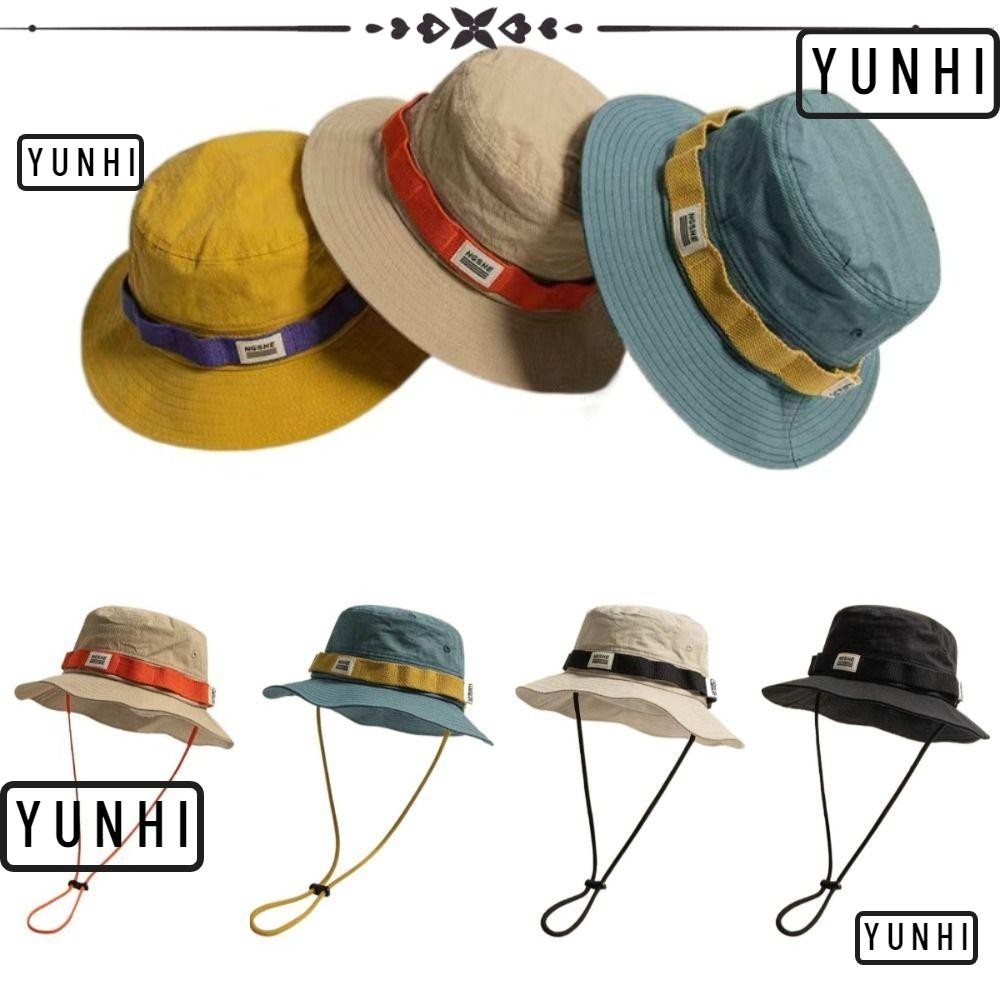 Yunhi หมวกชาวประมง, หมวกแคมป์ปิ้งสีตัดกันปีกขนาดใหญ่, หมวกกันแดดกันแดดระบายอากาศสไตล์วินเทจน่ารักสําหรับผู้หญิง