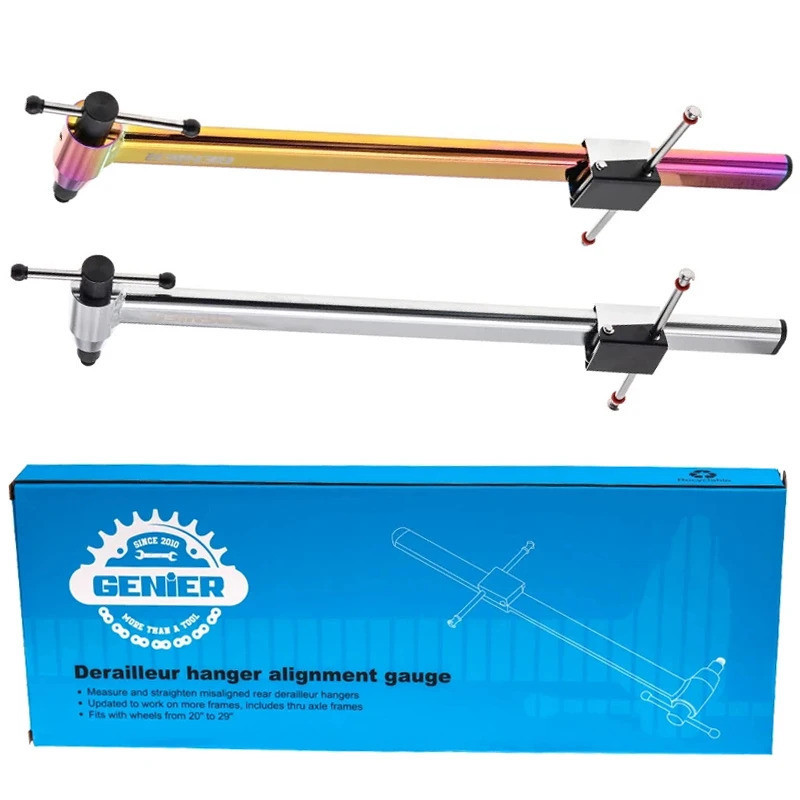 GENIER จักรยาน Derailleur Hanger Alignment Gauge ล้อยืดเครื่องมือแก้ไขสําหรับ 20 ~ 29 นิ้วล้อจักรยาน