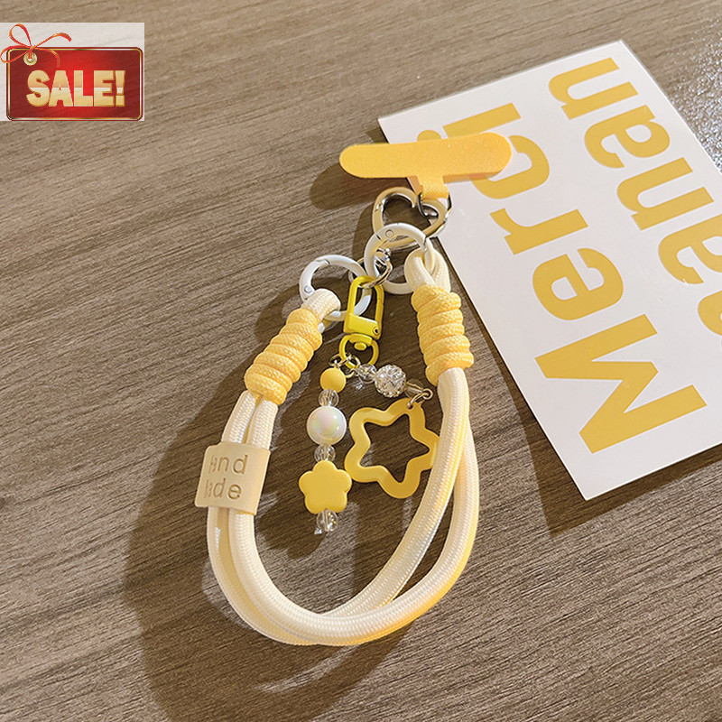 Bl Simple Yellow Star สายคล้องโทรศัพท์ Anti Lost Carabiner โทรศัพท์ Chain สายรัดข้อมือพวงกุญแจโทรศัพท์มือถือหูฟังจี้กล้อง A