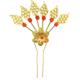 Vintage jewelry เครื่องประดับผม ชุดไทย ปิ่นปักผมออเจ้า สีทอง หลายสไตล์ ปิ่นปักผมใบไม้สีขาว