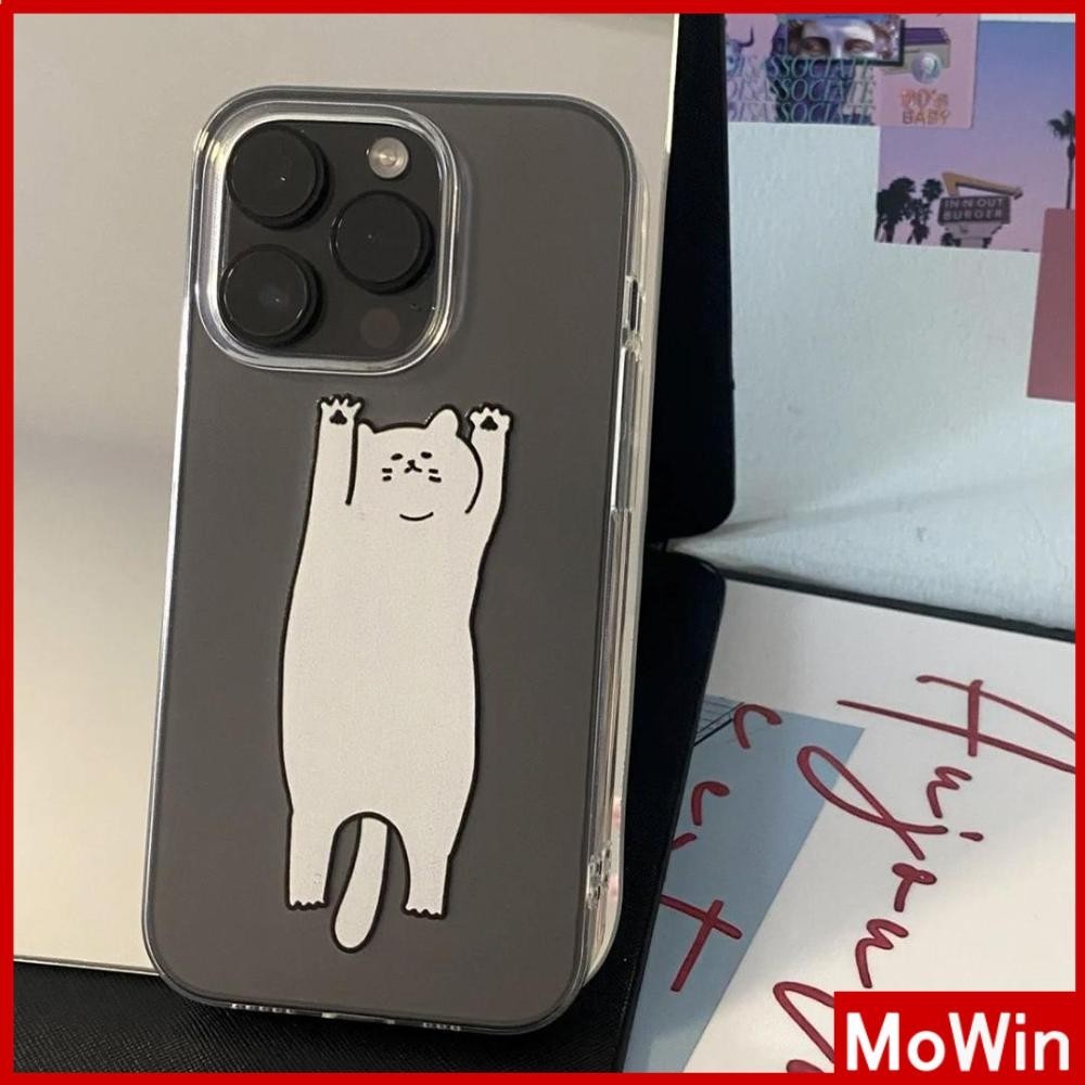 Mowin - เคสใส iPhone 15 Pro Max iPhone 11 เคส TPU นิ่ม ลูกแมวสีขาวน่ารักยืดตัวและนอนหลับ iPhone 14 13 Pro max 12 Pro Max 11 XR XS 7 8Plus max XS XR