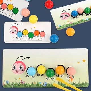GeeToy คลิปไม้ลูกปัดเกมการจับคู่สีชุดการเรียนรู้ Fine Motor Movement Training Montessori ของเล่นเพื่อการศึกษาสําหรับเด็ก