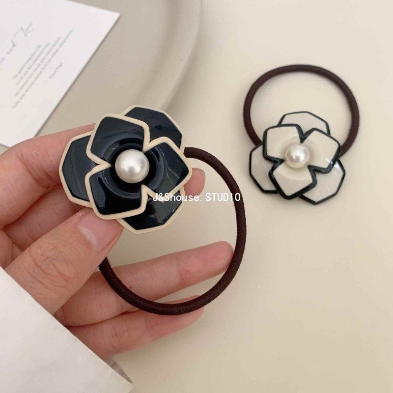 เคเอฟ834 ดอกไม้ชาอะซิเตทสไตล์เกาหลีที่มีขนมุกยางรัดอุปกรณ์เสริมผู้หญิง - รูปที่ 5