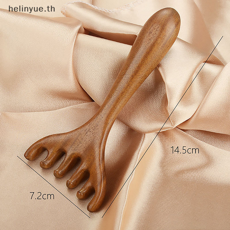 Helinyue Body Meridian หวีนวดเรซิ่นกวาง Antlers ฟันกว้างฝังเข็มช่วยการไหลเวียนโลหิต Anti-static ผมเรียบ TH