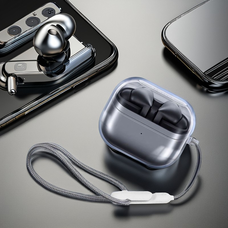 Clear Soft กันกระแทกเรียบง่าย Minimalist พร้อมเชือกสําหรับ Samsung Galaxy Buds3 3Pro TPU ชาร์จหูฟังปลอก Buds 3 Pro Cover