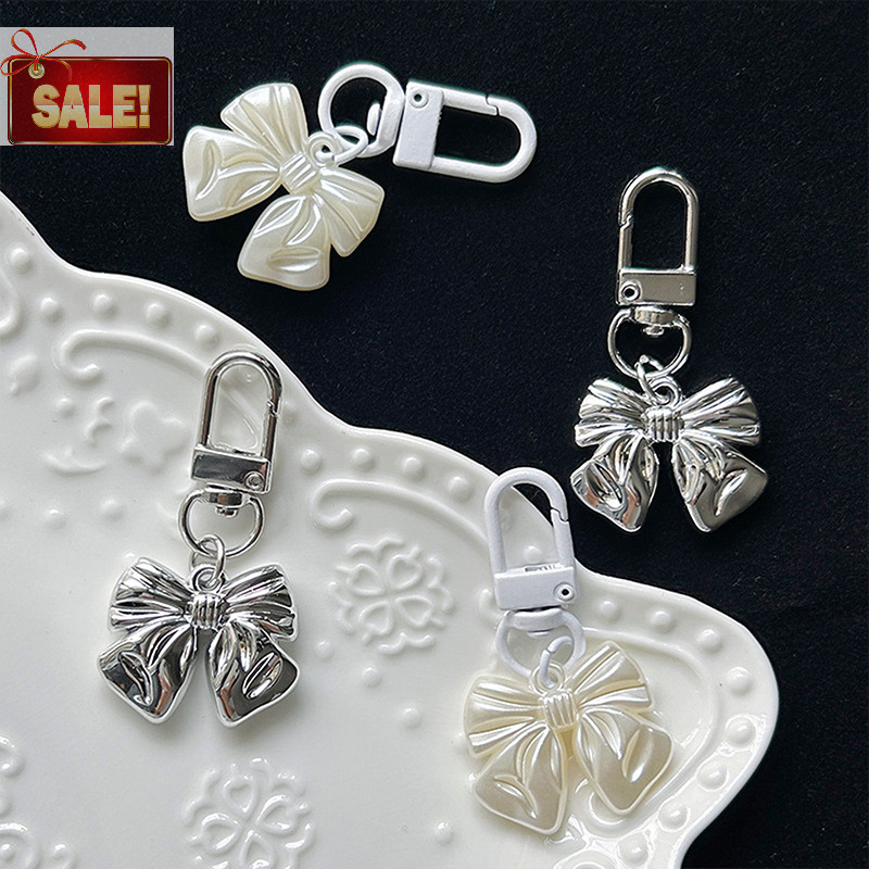 Bl 1PC Vintage Bowknot พวงกุญแจสไตล์เรียบง่าย Y2K โบว์พวงกุญแจกระเป๋าแฟชั่นจี้กระเป๋าเป้สะพายหลังแขวน DIY อุปกรณ์เสริม A