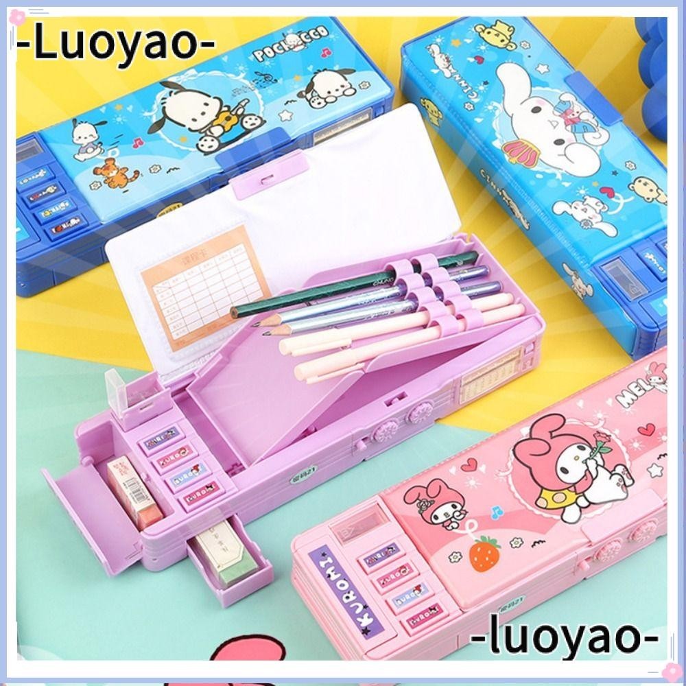 ลูoyao กลไกกล่องดินสอ, การออกแบบนักบินอวกาศคู่รหัสผ่านล็อคดินสอ, พลาสติกสองชั้น Pochacco/Kuromi/Cinnamoroll/Melody เครื่องเขียน Organizer นักเรียนของขวัญ