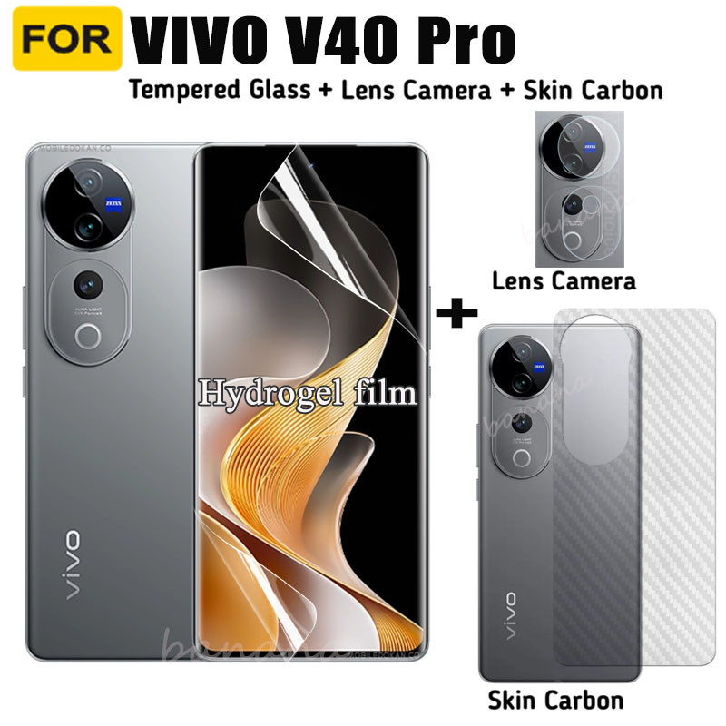 3 IN 1 Vivo V40 Pro Hydrogel Soft Film สําหรับ Vivo V40 V30E V30 Pro V40 Lite เลนส์กล้องแก้วและฟิล์มด้านหลัง