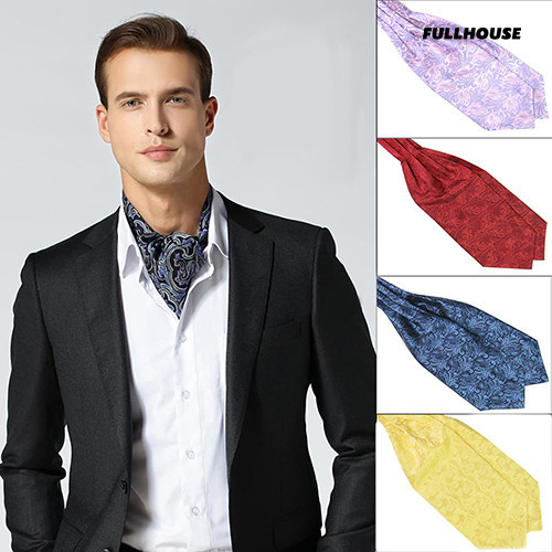 Fh-mens Classic สีสัน Silky ซาตินงานแต่งงานจัดเลี้ยงเนคไท Cravat Ascot Tie