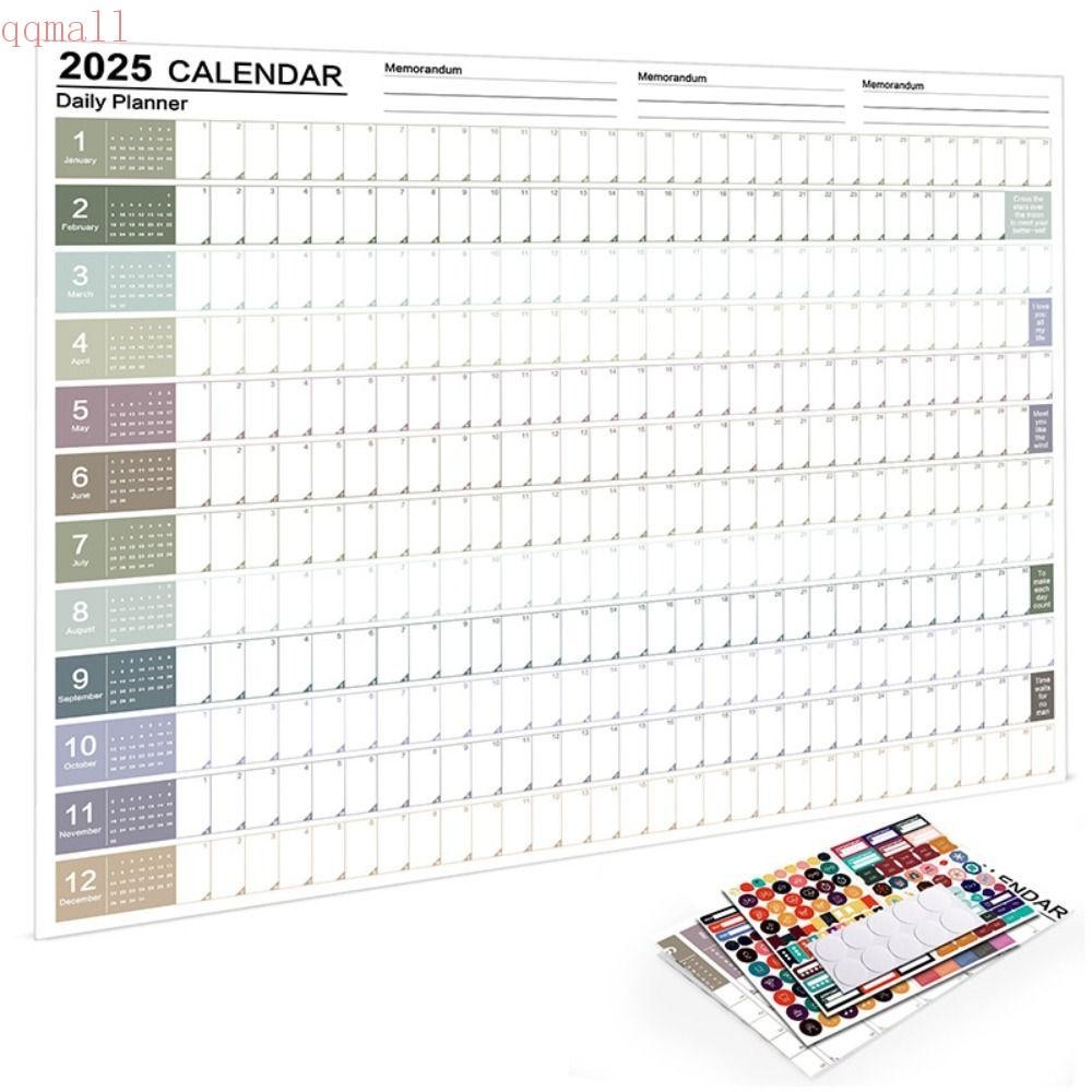 คิวคิวมอลล์ 2025 สมุดแพลนเนอร์ปฏิทินติดผนัง วาระ ตาราง การวางแผนการจัดระเบียบ 2025 ปฏิทินแขวนผนัง ต้นฉบับ 365 วัน ถึง ทํา รายการ แผ่นบันทึก วางแผน ราย