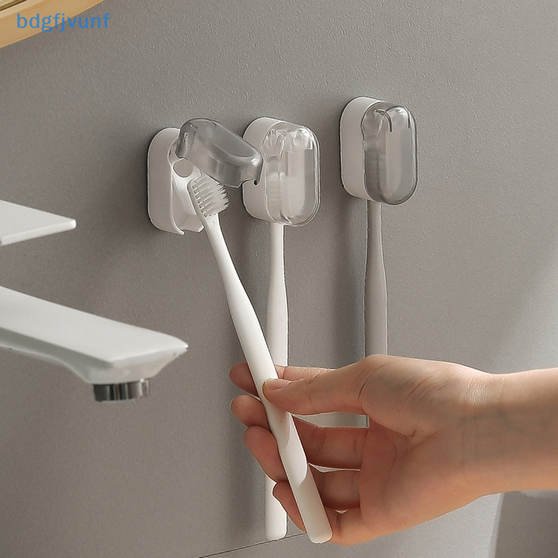 Bdgf Punch-free ผู้ถือแปรงสีฟันประหยัดพื้นที่ติดผนังปราศจากฝุ่น Organizer กล่องห้องน้ํา Self กาวชั้นวางแปรงสีฟัน TH