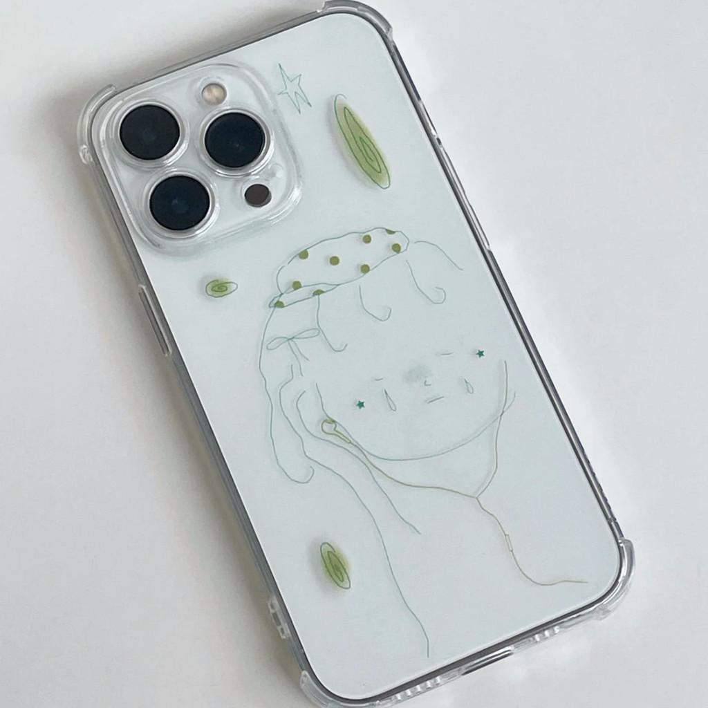 Creative Tears Girl เหมาะสําหรับ Apple 15/14/13pro เคสโทรศัพท์ 12/11 Shock-proof xr/xs ขอบตรง 7/8p รวมทุกอย่างเคสโทรศัพท์