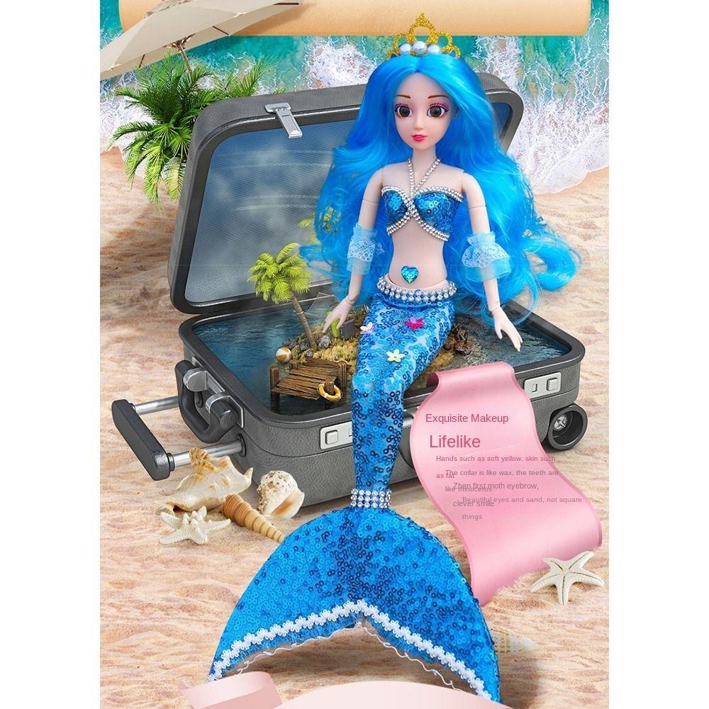 ความนุ่มนวล ตุ๊กตานางเงือก 42 ซม., สวยหลายข้อต่อที่สามารถเคลื่อนย้ายตุ๊กตาเจ้าหญิง, ประณีตกับม้าน้ํา, ไม้กายสิทธิ์ชุดของขวัญตาของขวัญวันเกิดเด็ - รูปที่ 6