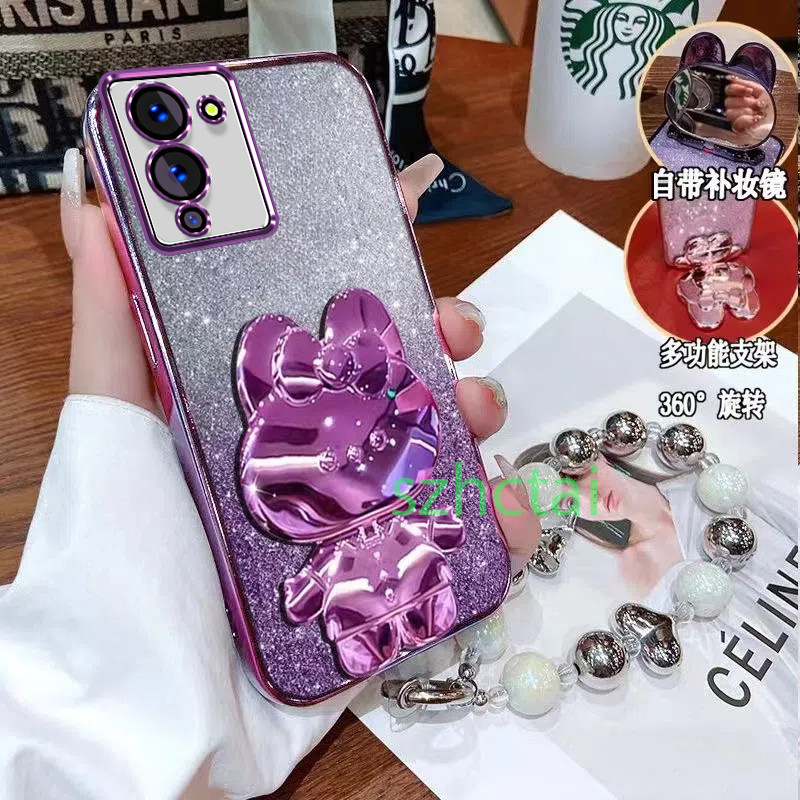 เคส Infinix Note 12 G96 X670 วงเล็บกระต่ายน่ารัก แวววาวซิลิโคนใสเคสโทรศัพท์แบบนุ่มพร้อมสร้อยข้อมือเช