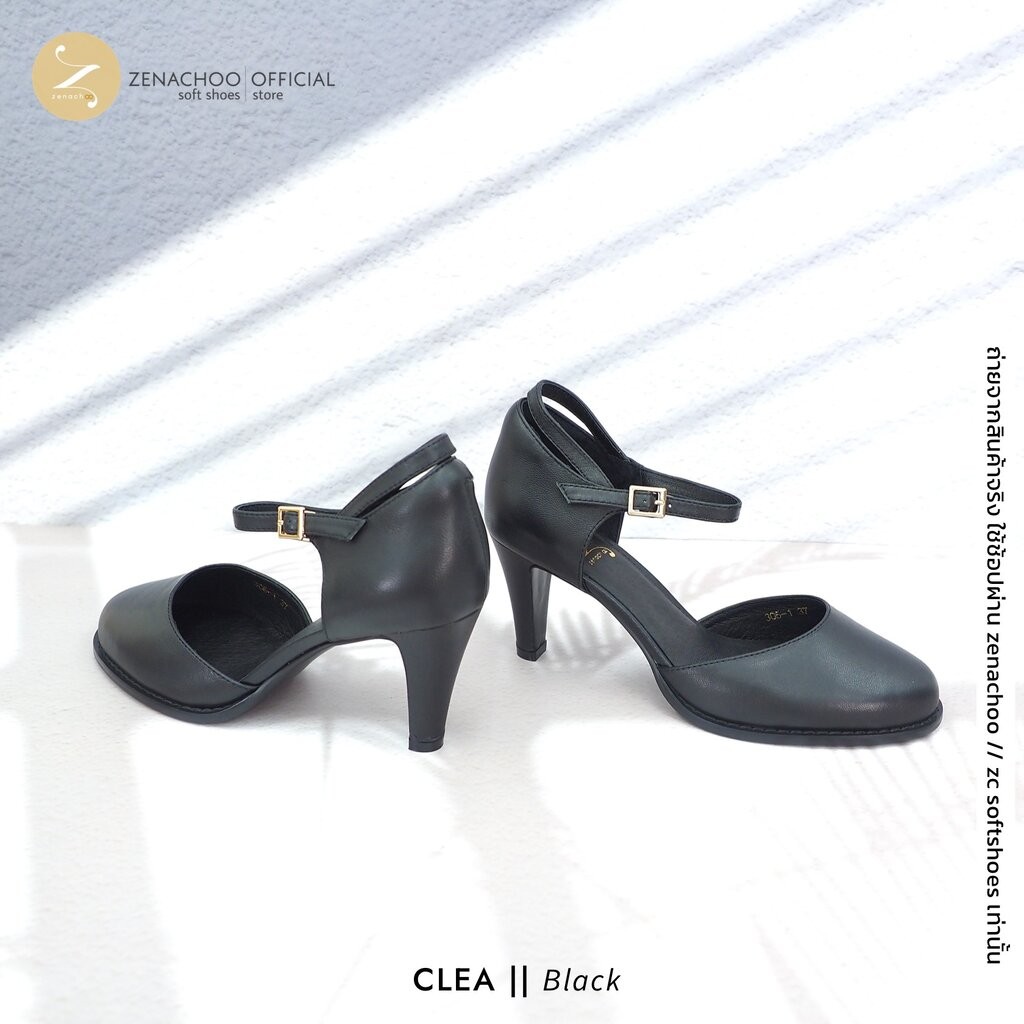 ทรงปกติ:เปลี่ยนไซส์ได้-ไม่รับคืน Zenachoo รุ่น Clea สูง 2.5 นิ้ว รองเท้าหนังแกะแท้ หนังนิ่ม พื้นนุ่ม