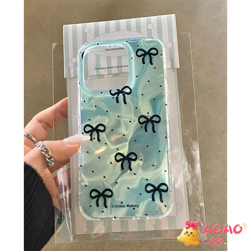 ธนูแฟชั่นสีดำสดนุ่มนุ่ม เคสไอโฟน 11 13 15 14 12 Pro Max 7Plus 8 15 Plus X XS XR Max SE 2022