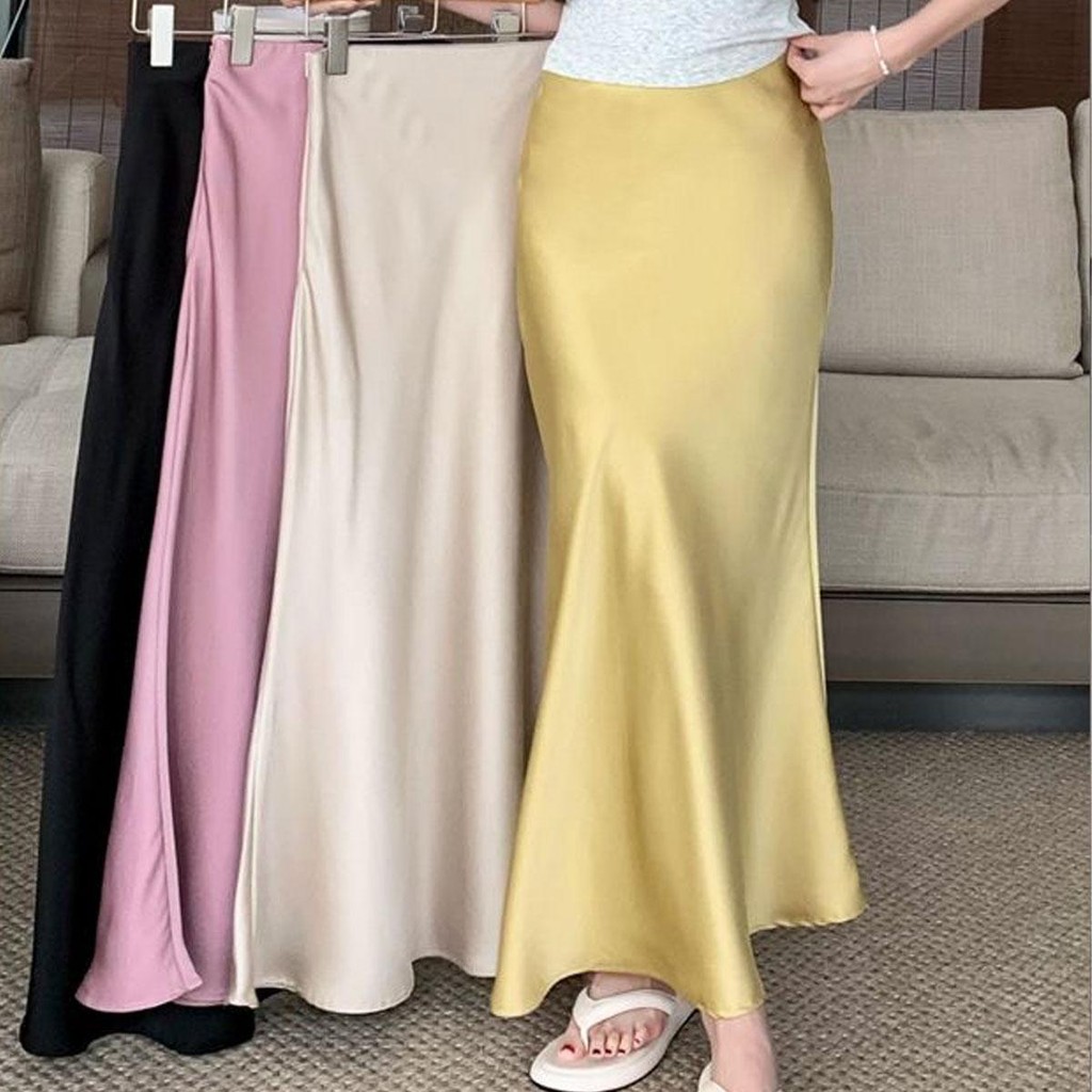 Dahong 8807 กระโปรงยาว ผ้าเรยอน เอวสูง ทรงหางปลา เข้ารูป สไตล์วินเทจ แฟชั่นฤดูร้อน สําหรับสตรี