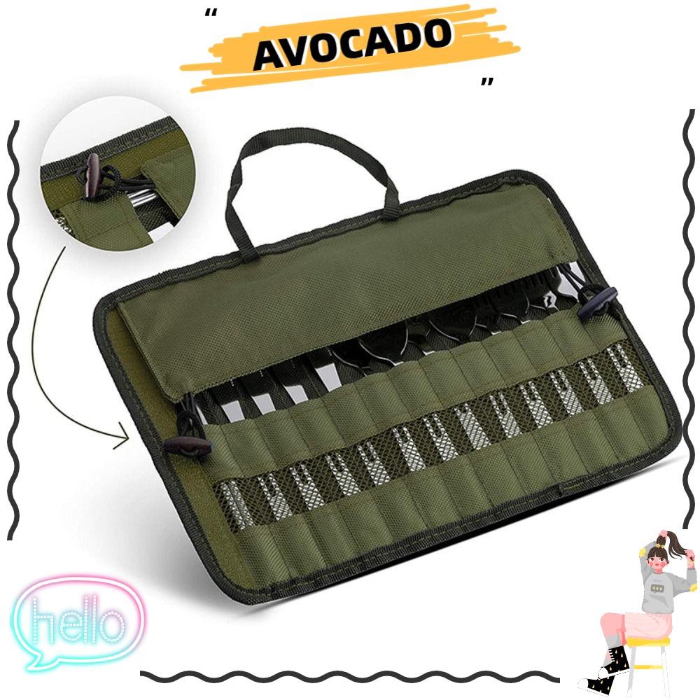 กระเป๋าเก็บ AVOCAR, กระเป๋าเชฟ กระเป๋าใส่ช้อนส้อมแคมป์ปิ้งกลางแจ้ง, อุปกรณ์จัดเก็บบนโต๊ะอาหารโพลีเอสเตอร์แบบพกพาที่ทนทาน