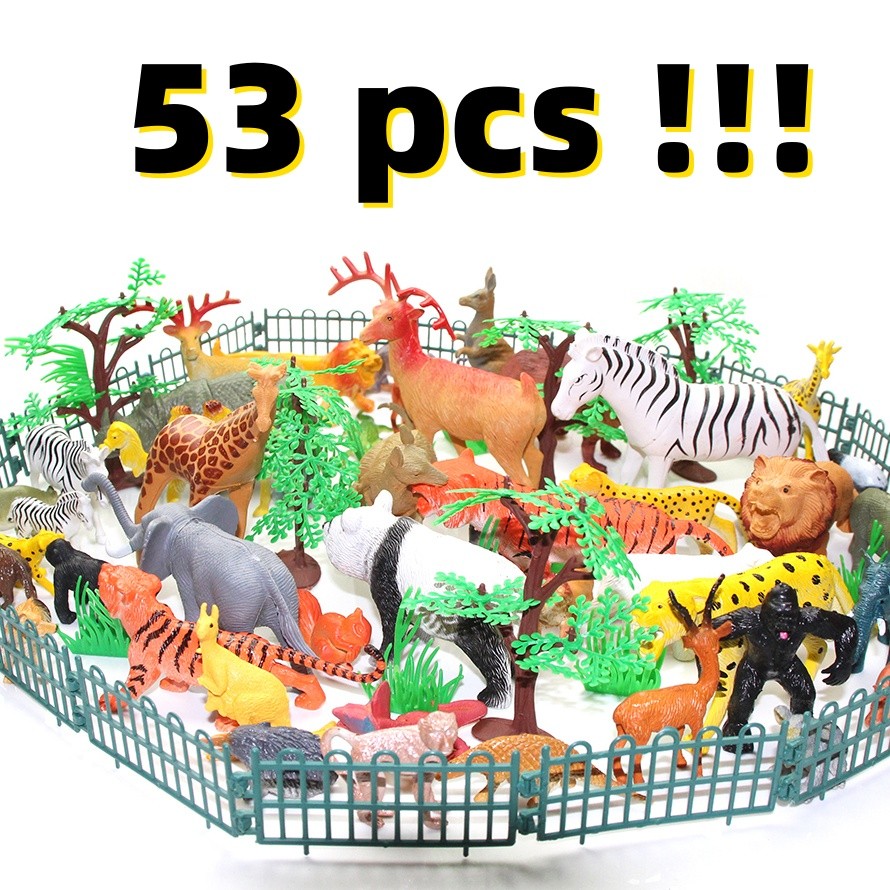 53 ตัว💥ชุดโมเดลสัตว์ จำนวน ของเล่นเด็ก ชุดเซ็ตโมเดลสวนสัตว์ ของเล่นจำลอเสริมสร้างจินตนาการเด็ก ของเล