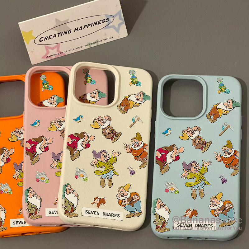 Iphone 15 14 13 12 11 Pro Max X Xr Xs Max เคสโทรศัพท์การ์ตูนน่ารักคนแคระเจ็ดหนังนิ่มฝาหลัง