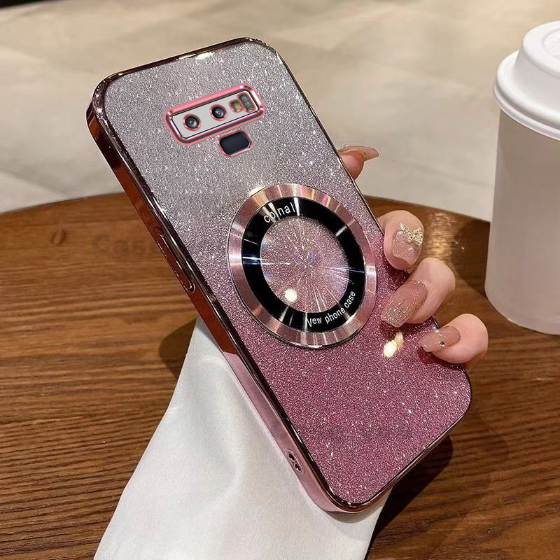 สําหรับ Samsung Galaxy Note 9 Soft Case Clear กันกระแทกวงกลมแม่เหล็กเคสโทรศัพท์มือถือไฟฟ้ารวมทุกอย่างขอบ Anti-fall Soft Shell